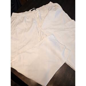 STITCH STAR White Elastic Waist Pull-On Raw Hem  SZ 2X Pants with Draw String